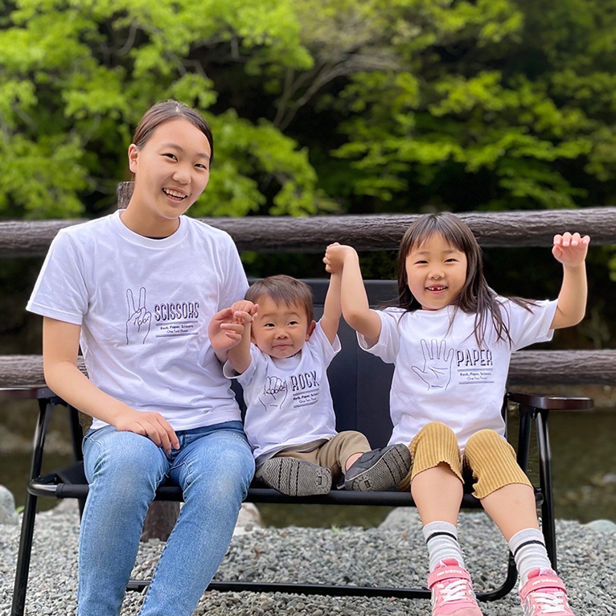 3人兄弟姉妹でおそろい /じゃんけん ROCK×PAPER×SCISSORS プリント/ Tシャツ3枚組ギフトセット