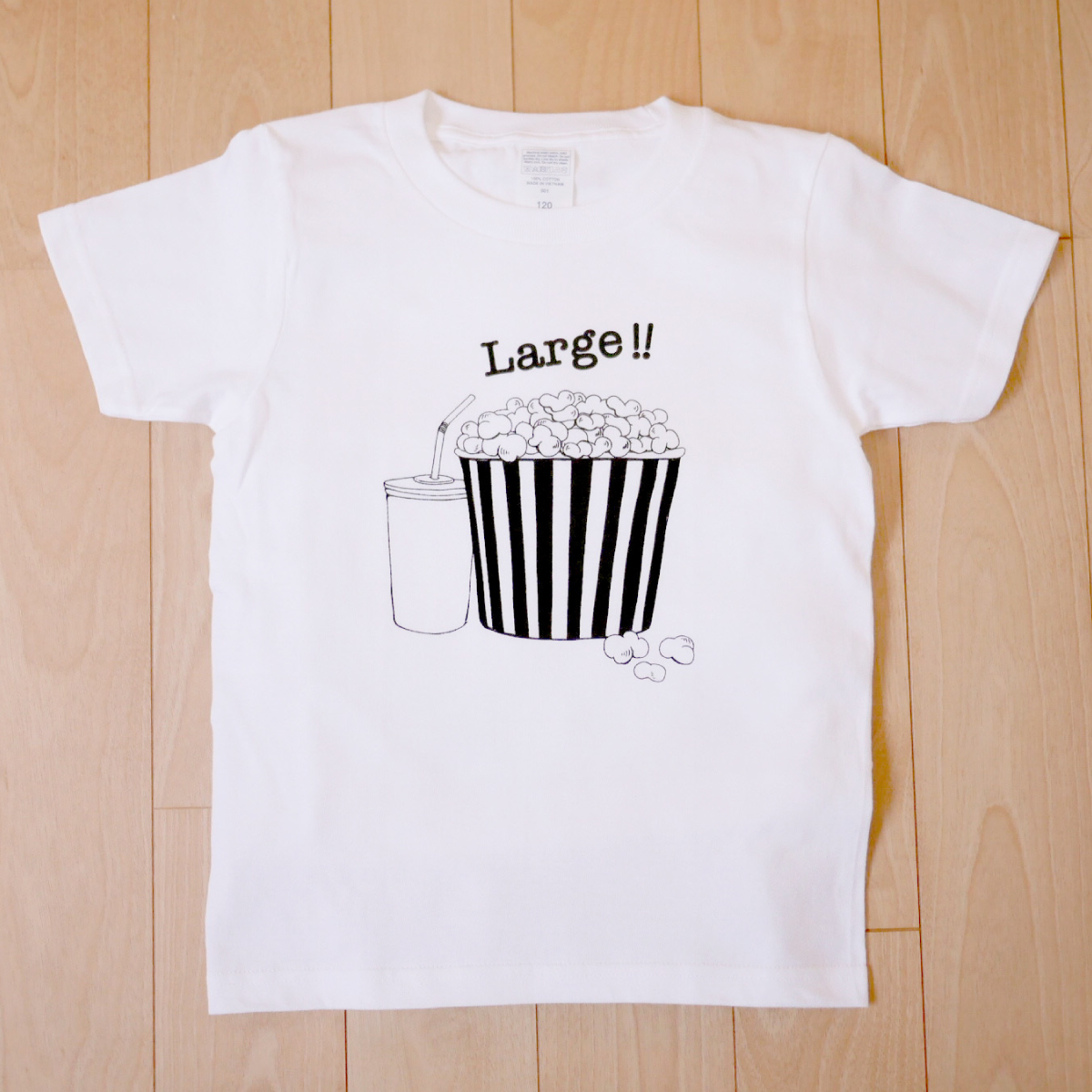 3人兄弟姉妹でおそろい /ポップコーン Small×Medium×Large プリント/ Tシャツ3枚組ギフトセット